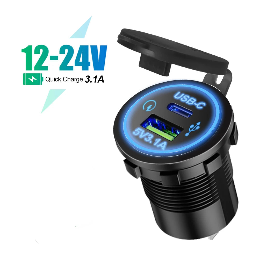 30W Dual USB Car Charger-Fast Charging 12-24v Waterproof Car Charger