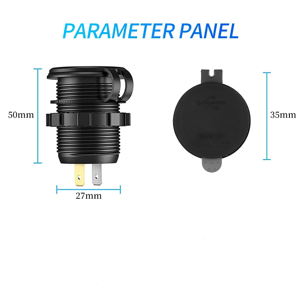 30W Dual USB Car Charger-Fast Charging 12-24v Waterproof Car Charger